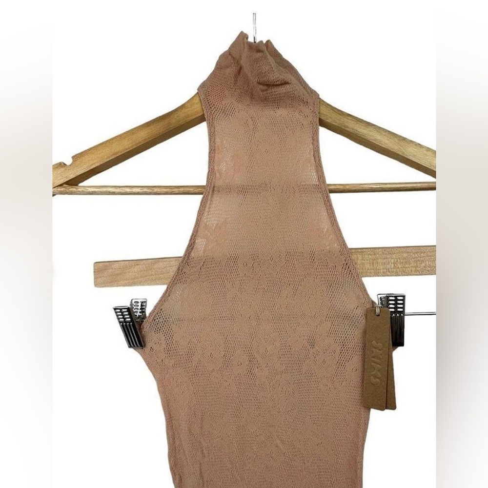 NWT Skims Knit Lace Catsuit Halter Onesie in Clay - Picture 2 of 5